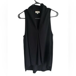 Wilfred Nuit Black Silk Draped Sleeveless Semi Sheer Blouse Sz XS